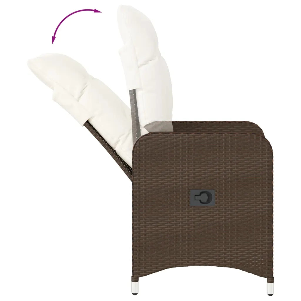 Sedie Reclinabili Giardino 2pz con Cuscini Marrone Polyrattan 365686