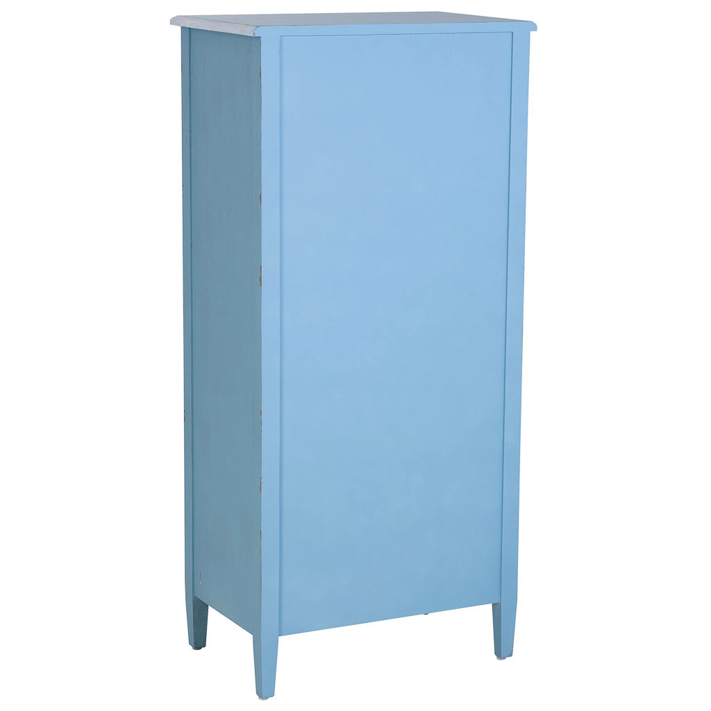 Cassettiera in legno laccato blu 56x36x119h cm
