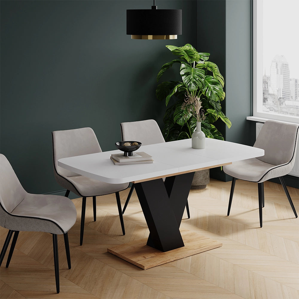 Vicco tavolo da pranzo allungabile Rovere bianco/dorato 120 x 80 cm estensibile