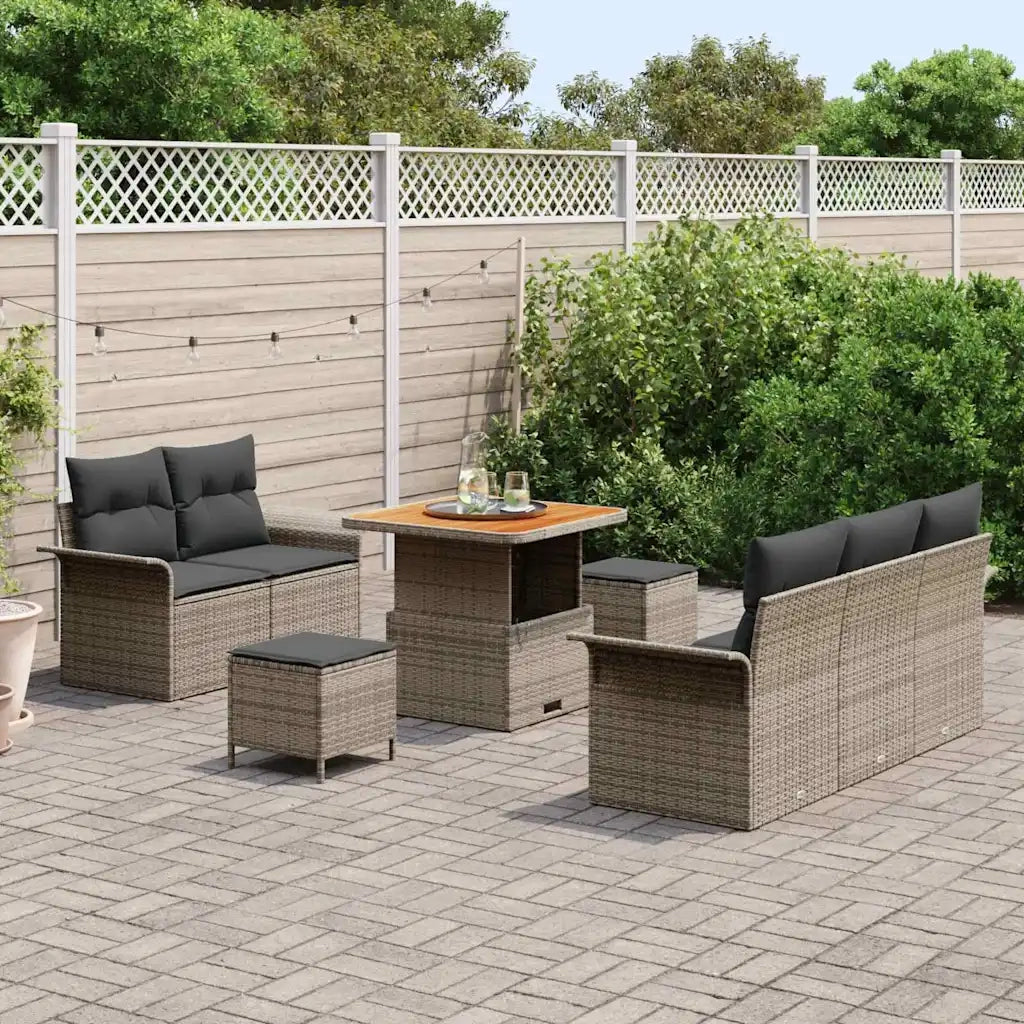 Set Divano da Giardino con cuscino 8 pcs Grigio polyrattan 3362078