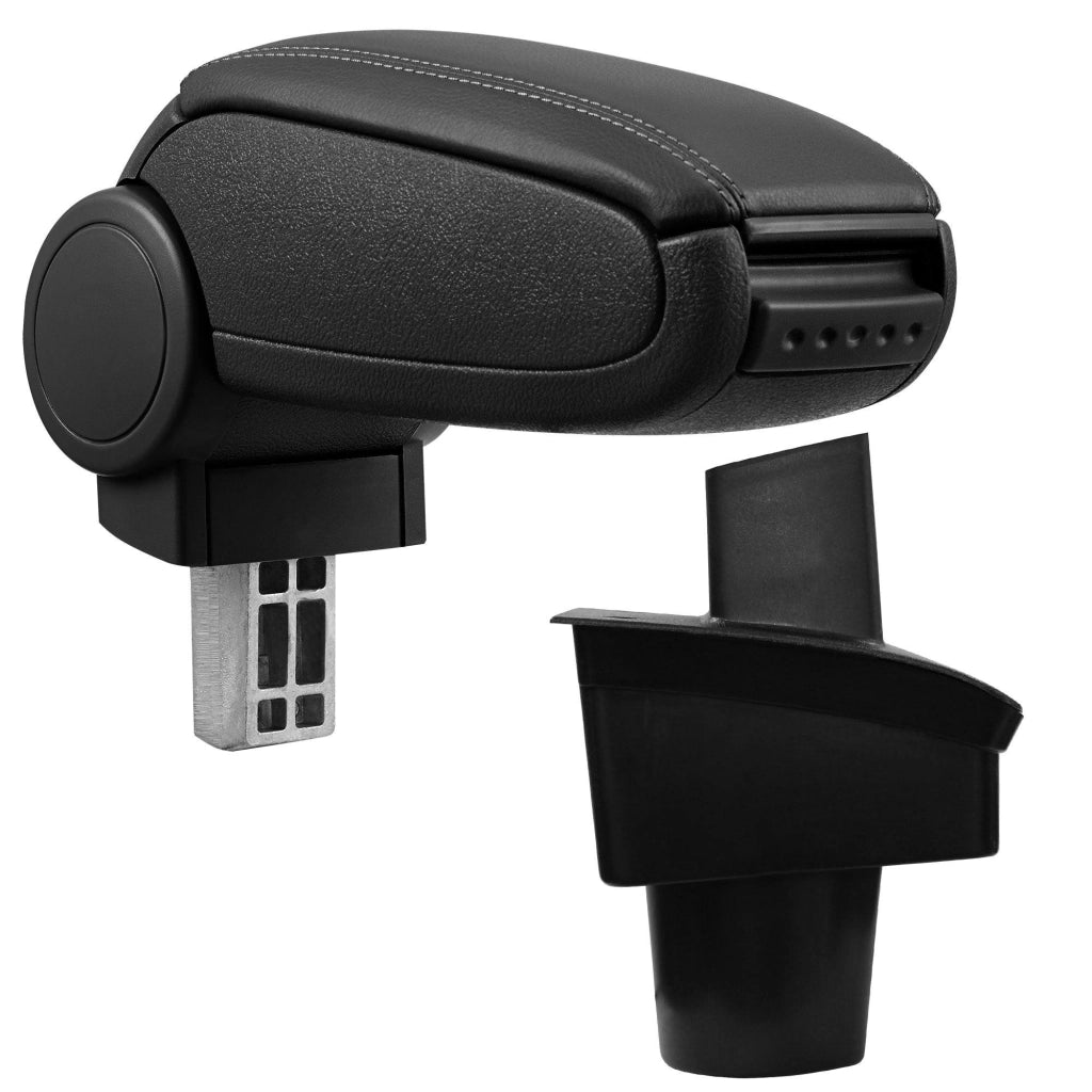 Bracciolo centrale per VW Passat B6 3C con scomparto imbottito in similpelle nera con cuciture nere 03_0000744