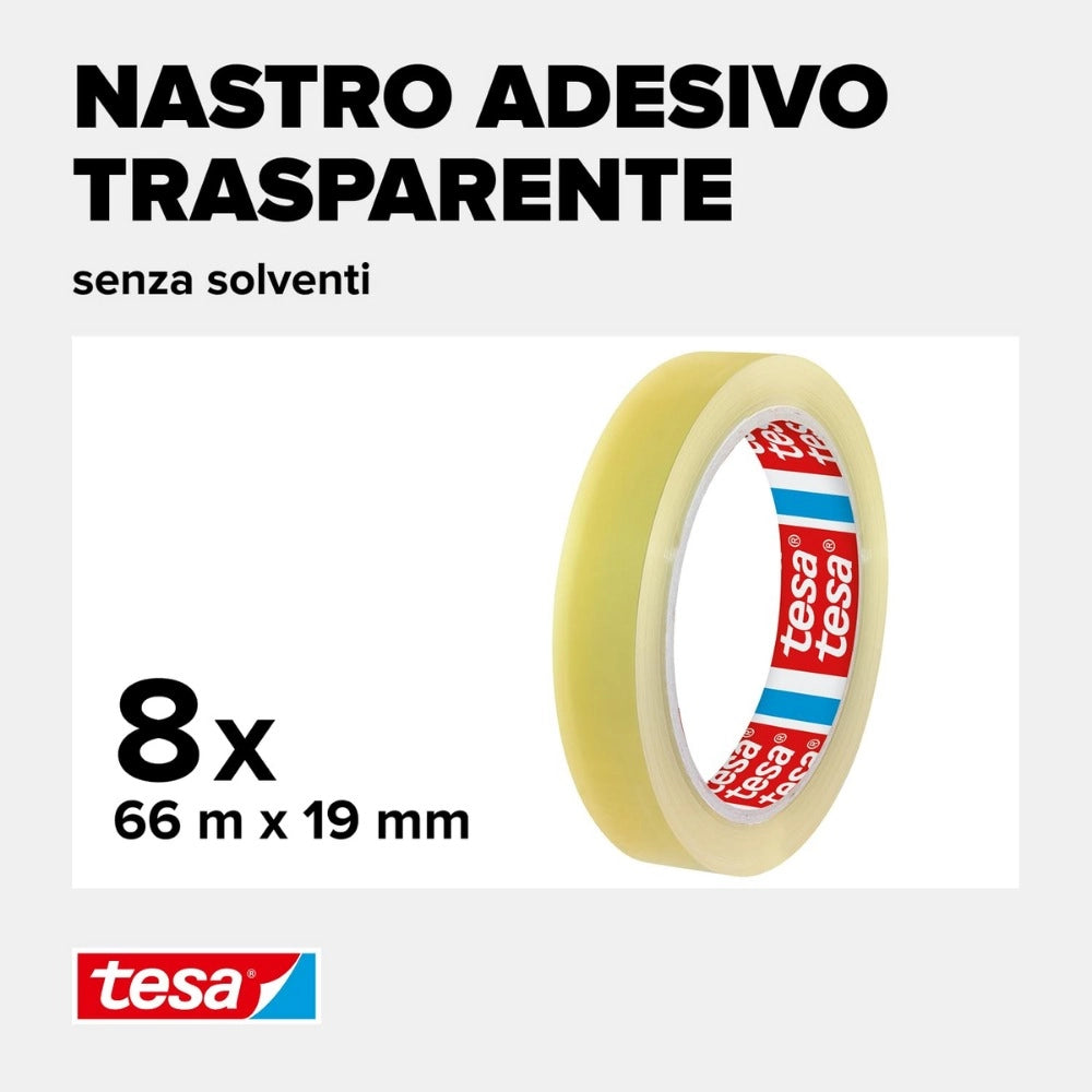 Tesa tesafilm nastro adesivo trasparente multiuso 66 m x 19 mm 8 rotoli