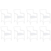 Set di 8 copricuscini per sedili in tessuto bianco per sedie da giardino 47 x 47 x 10 cm