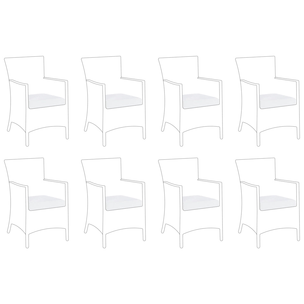 Set di 8 copricuscini per sedili in tessuto bianco per sedie da giardino 47 x 47 x 10 cm