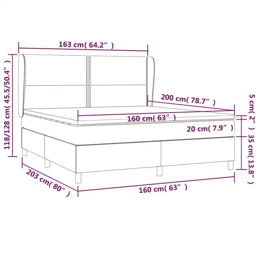 Giroletto a Molle con Materasso Blu Scuro 160x200 cm in Velluto 3129163