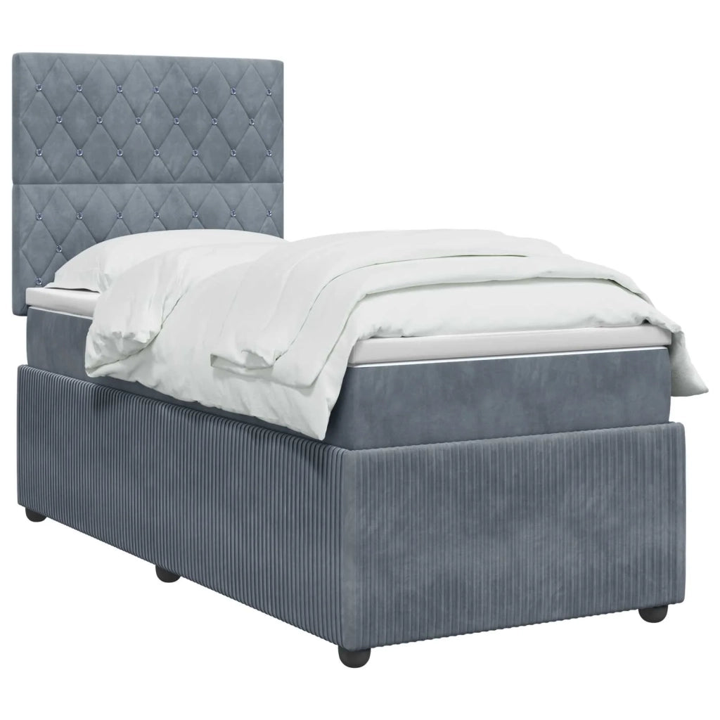 Letto box spring con materasso Grigio Scuro 90 x 200 cm Velluto 3454524