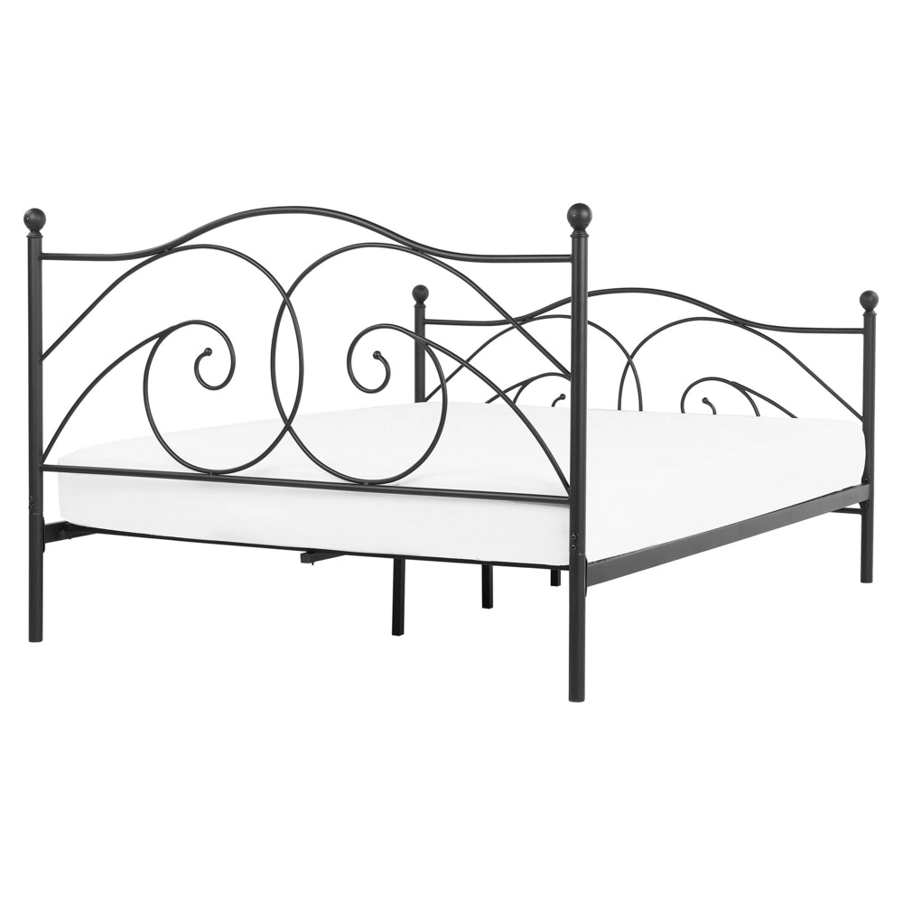 Letto 160 x 200 cm Rete a doghe con struttura in metallo Nero retrò