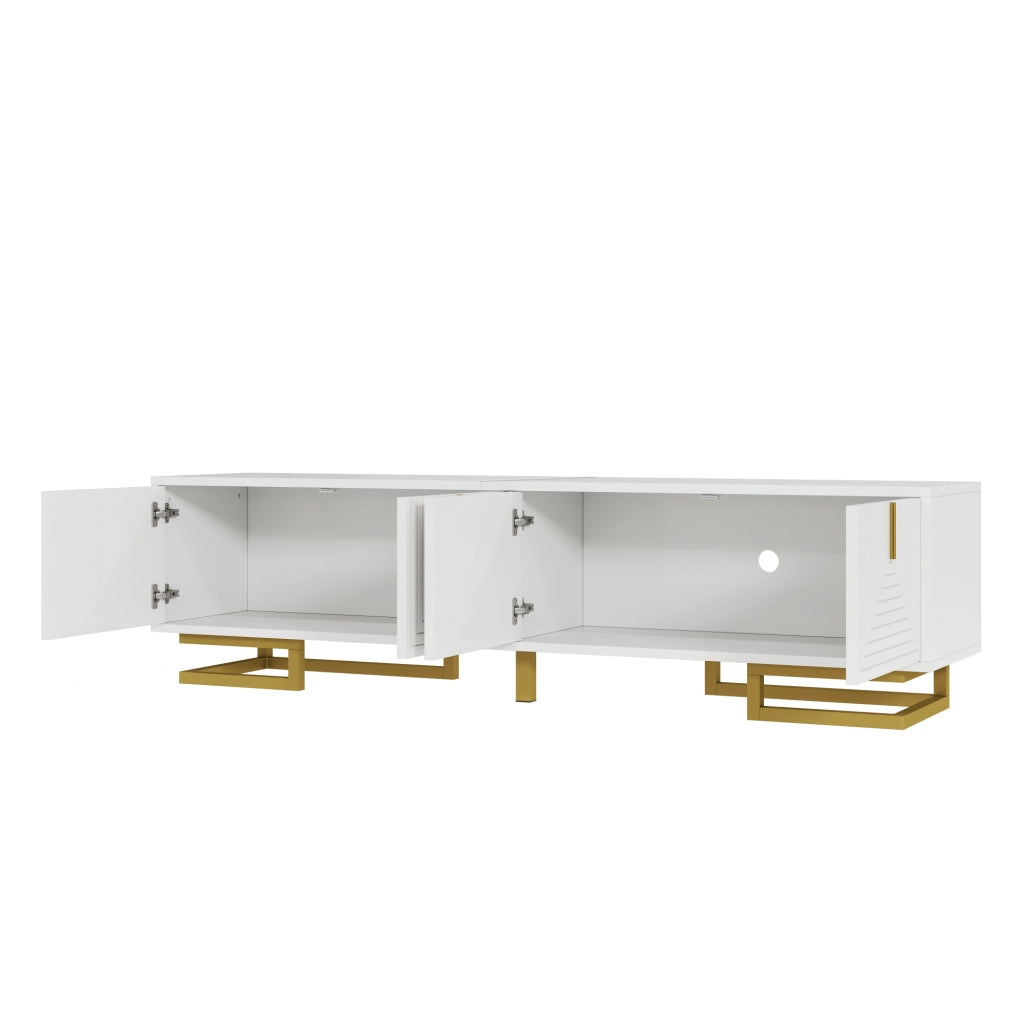 Mobile TV 160x38x44.5 cm; ante strutturate con ampio spazio; truciolare; bianco