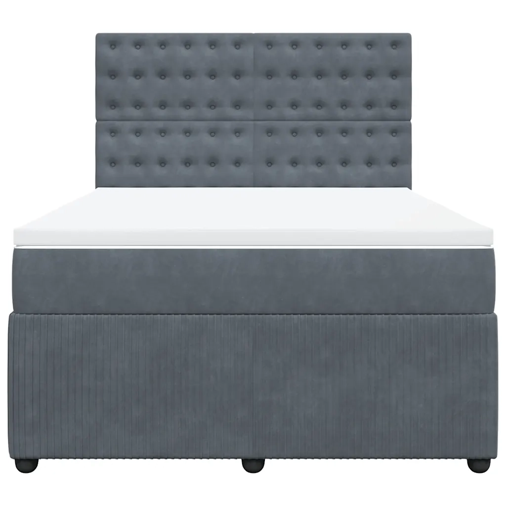 Giroletto a Molle con Materasso Grigio Scuro 160x200 cm Velluto
