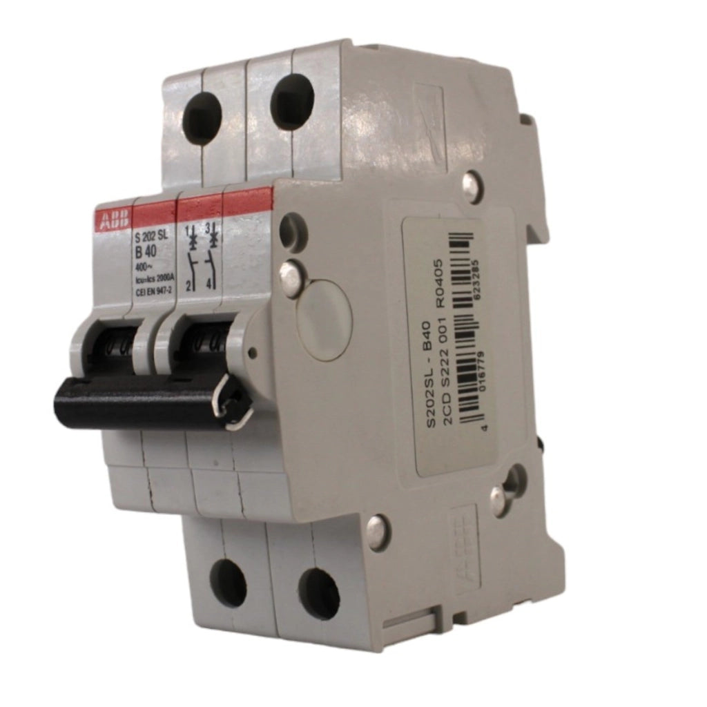 Interruttore magnetotermico 2 poli 2 moduli 6kA curva B 40A ABB