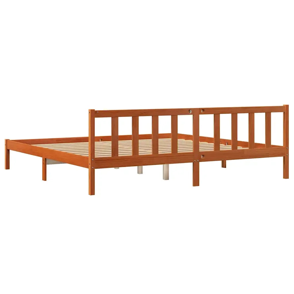 Giroletto senza Materasso-Struttura Letto Marrone Cera 200x200 cm Legno di Pino 701999