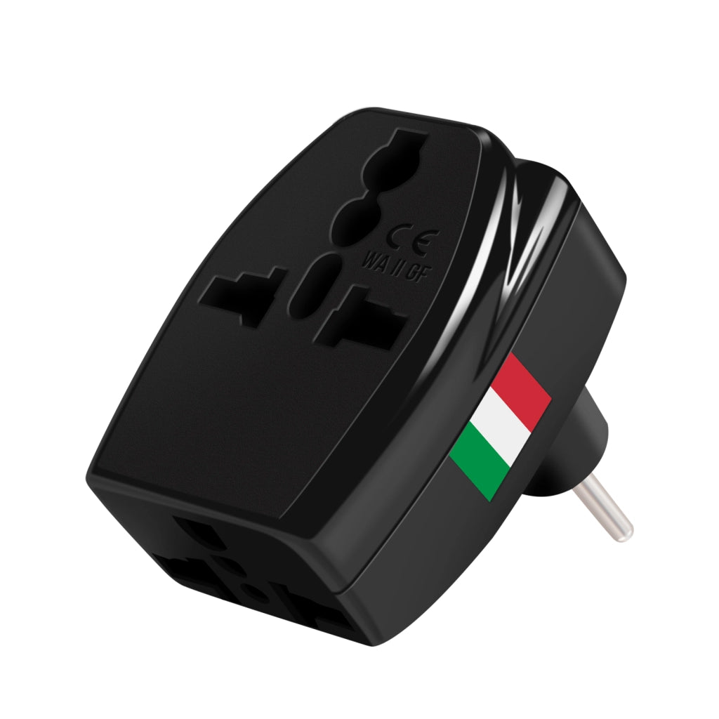 Adattatore Viaggio Tipo L Italia 3 uscite Nero Akashi