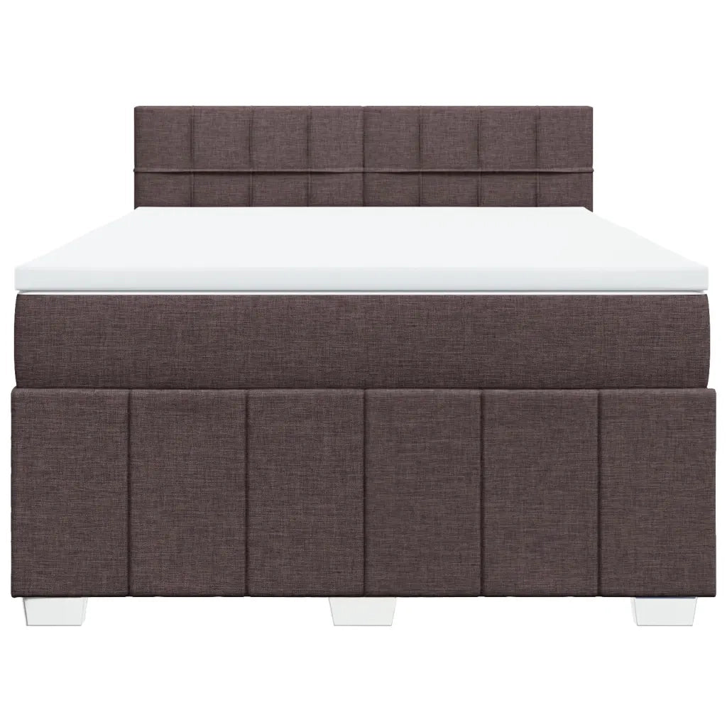 Giroletto a Molle con Materasso Marrone Scuro 140x190cm Tessuto