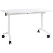 Scrivania rettangolare pieghevole con rotelle portatile con struttura in metallo bianco 120 x 60 cm stile moderno