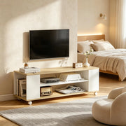 MOBILE TV con ruote 120x40x38,5 cm naturale e bianco