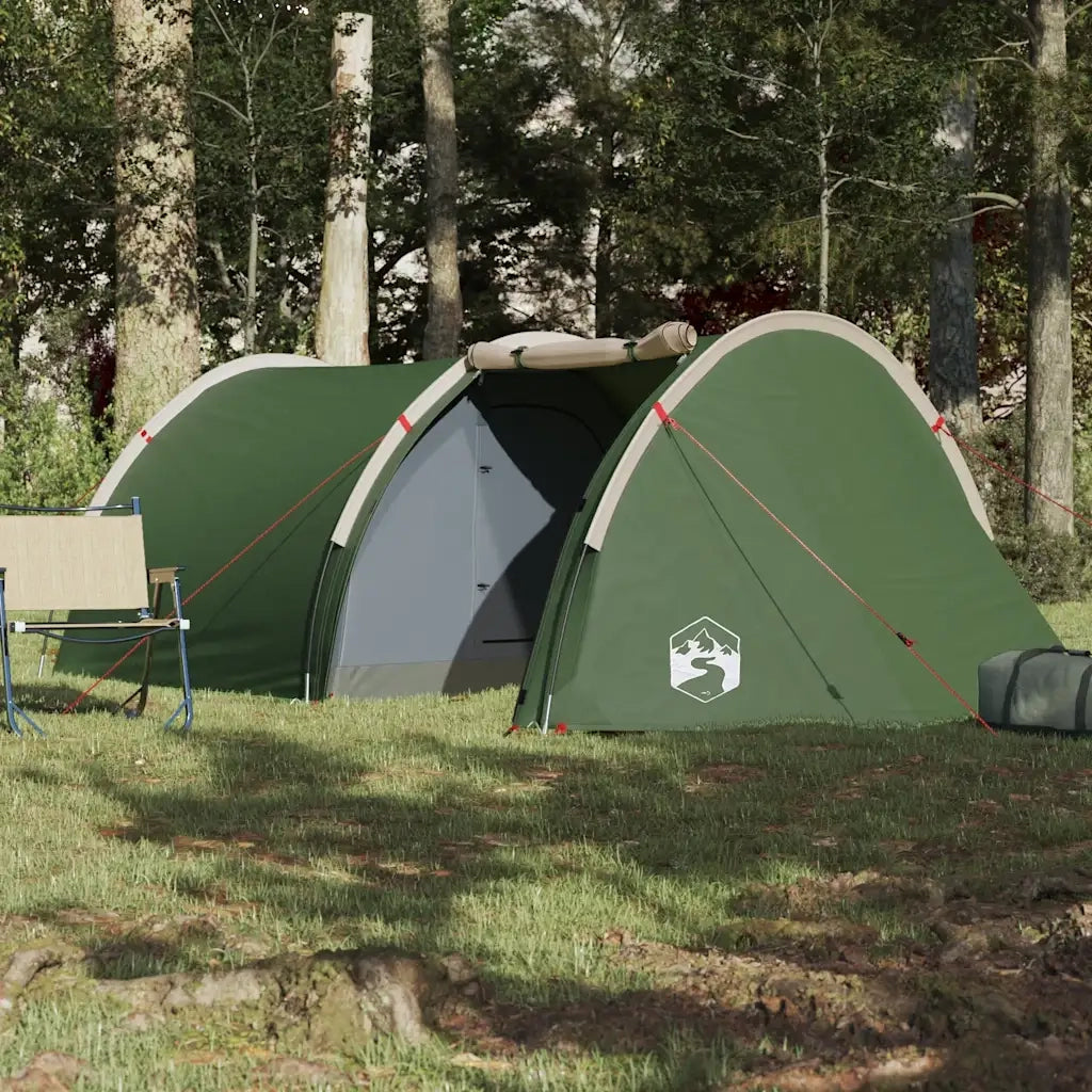 Tenda da Campeggio a Tunnel per 4 Persone Verde Impermeabile 94394