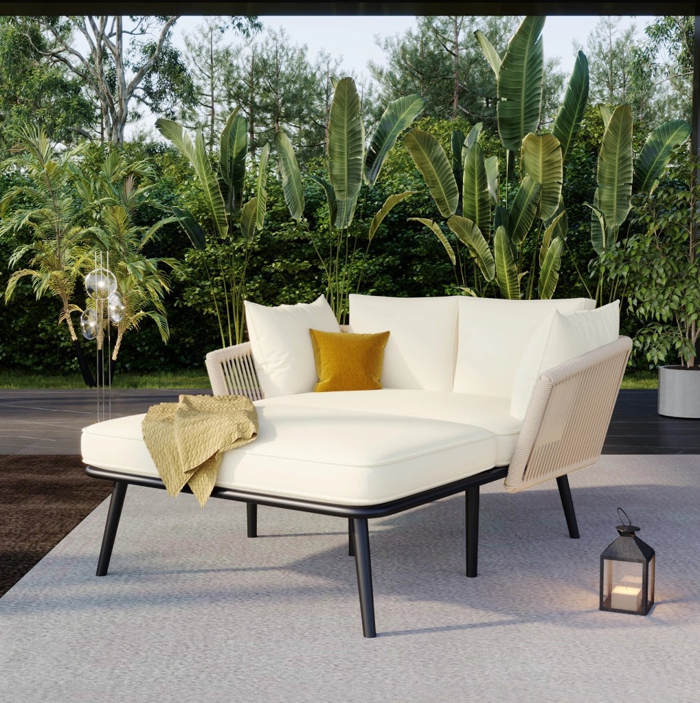 Sonnenliege da esterno in acciaio zincato con cuscino sfoderabile; beige
