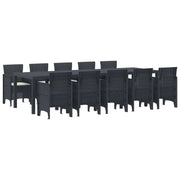 Set da Pranzo per Giardino con cuscino 11 pcs Antracite e crema