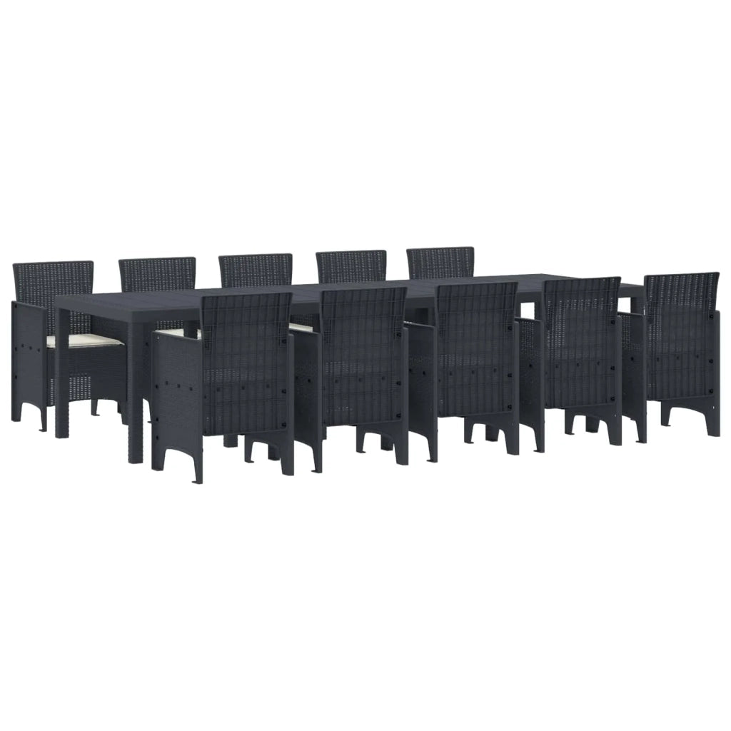 Set da Pranzo per Giardino con cuscino 11 pcs Antracite e crema