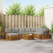 Set di divani da esterno 9 pcs Grigio Naturale e Chiaro