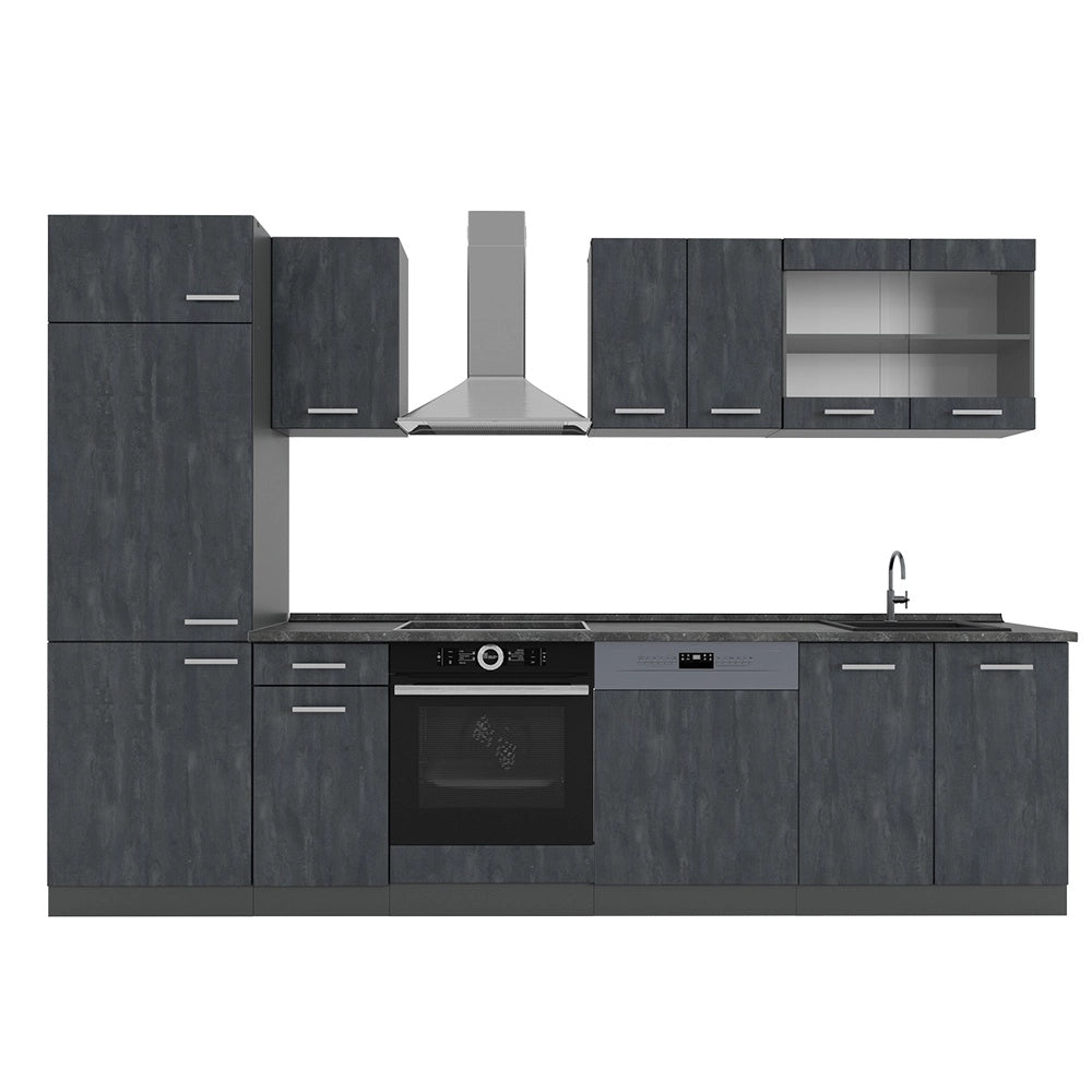 Cucina componibile R-Line Calce nera/Antracite 300 cm PL Antracite Vicco
