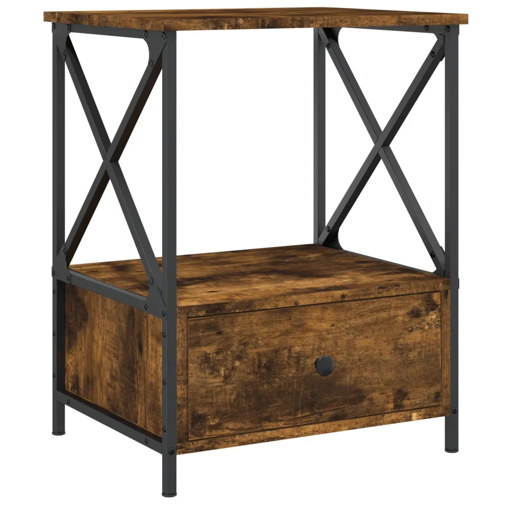 Comodino | Armadio da Notte | Mobiletto da notte Rovere Fumo 50x41x65 cm in Legno Multistrato