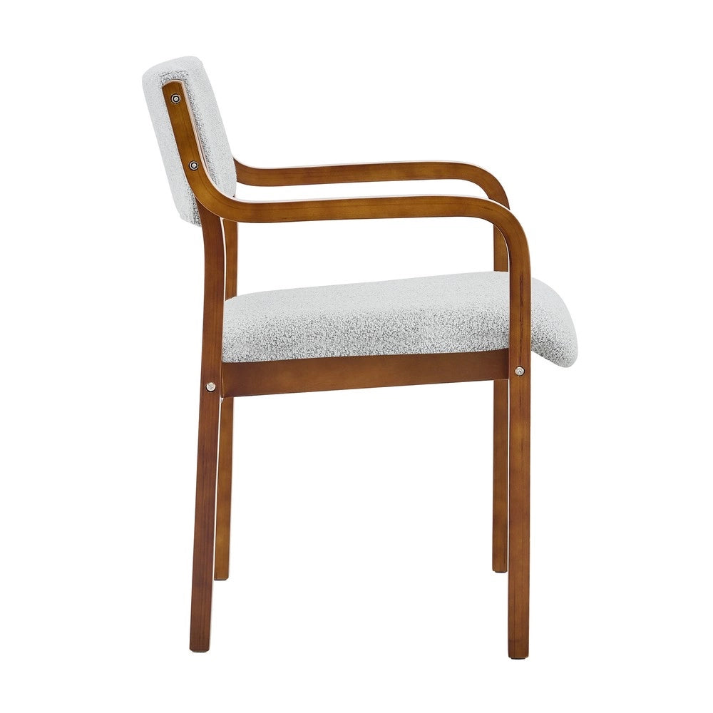 Set 2 Sedie da Pranzo con Braccioli ¨C MINIMAL ¨C Tessuto Teddy, Legno, Stile Scandinavo