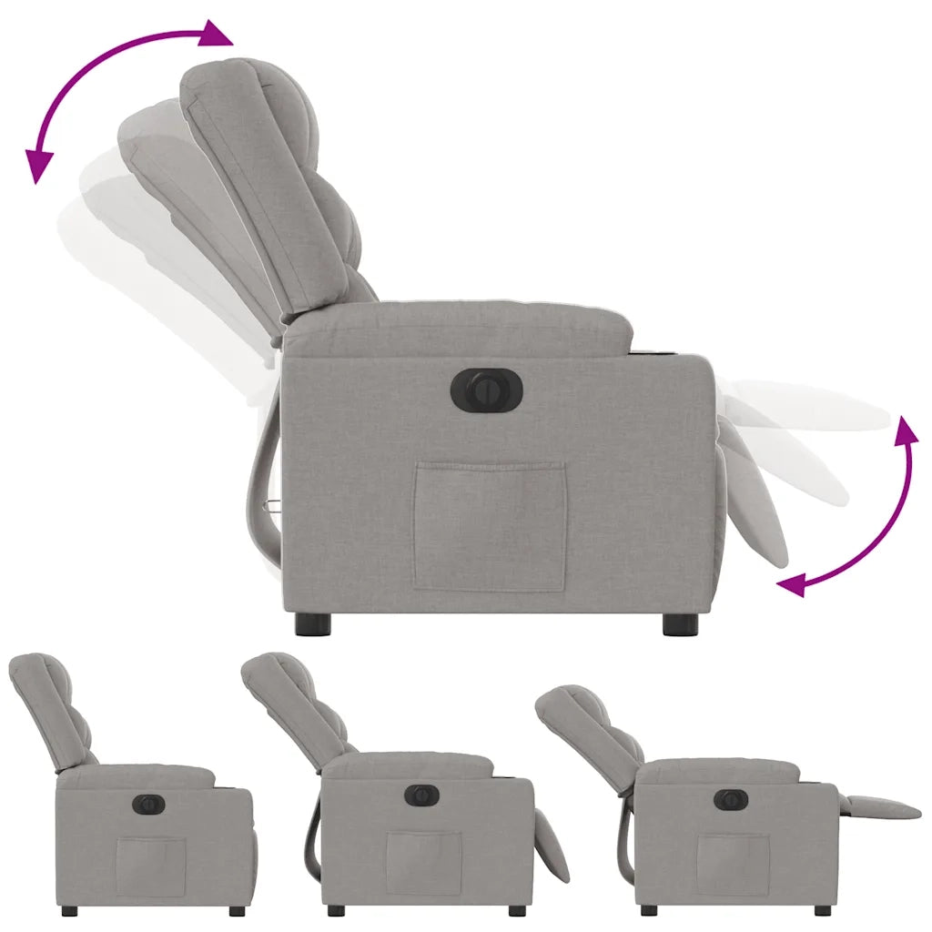 Poltrona Elettrica Reclinabile Grigio Nuvola in Tessuto 3310253