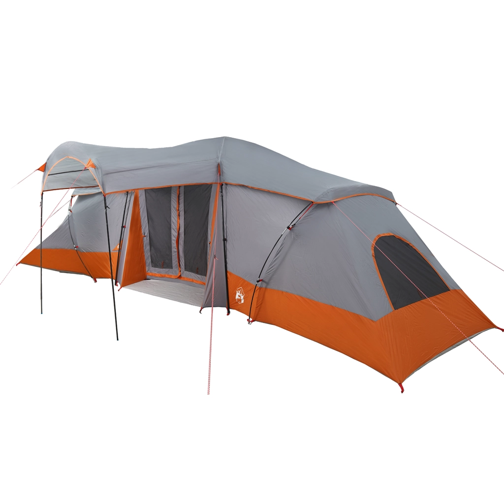 Tenda familiare  con finestre a cupola grigia e arancione per 6 persone impermeabile