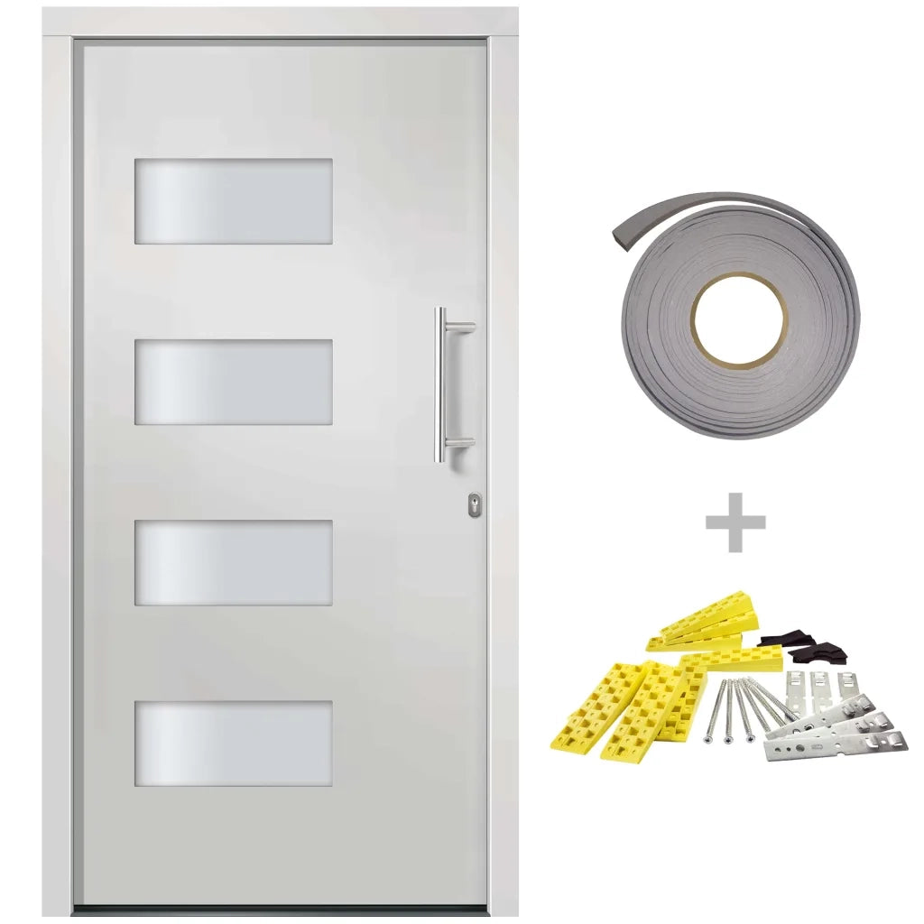 Porta d'Ingresso in Alluminio e PVC Bianco 100x200 cm 3056818