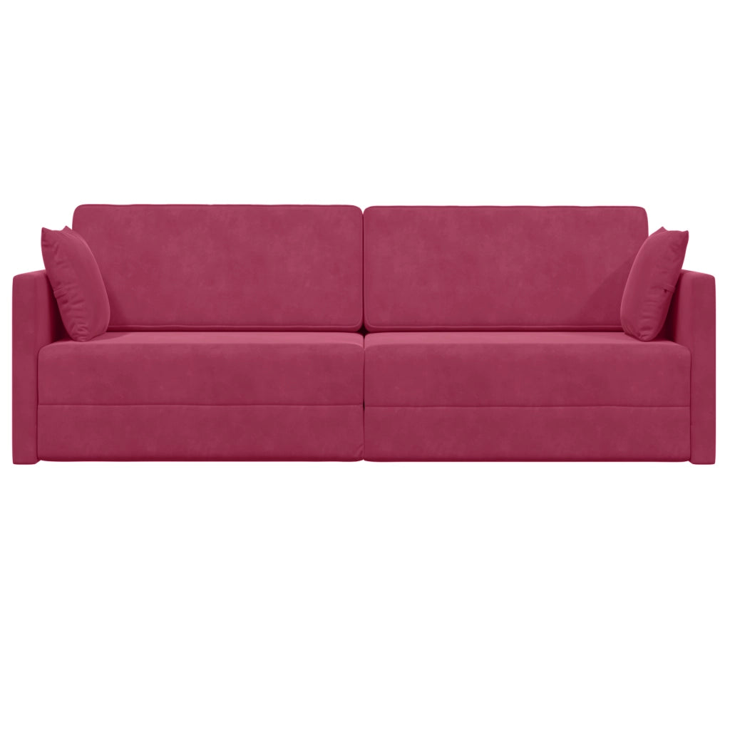 Divano Letto a Terra 2-in-1 Rosso Vino 213x144x60 cm Velluto