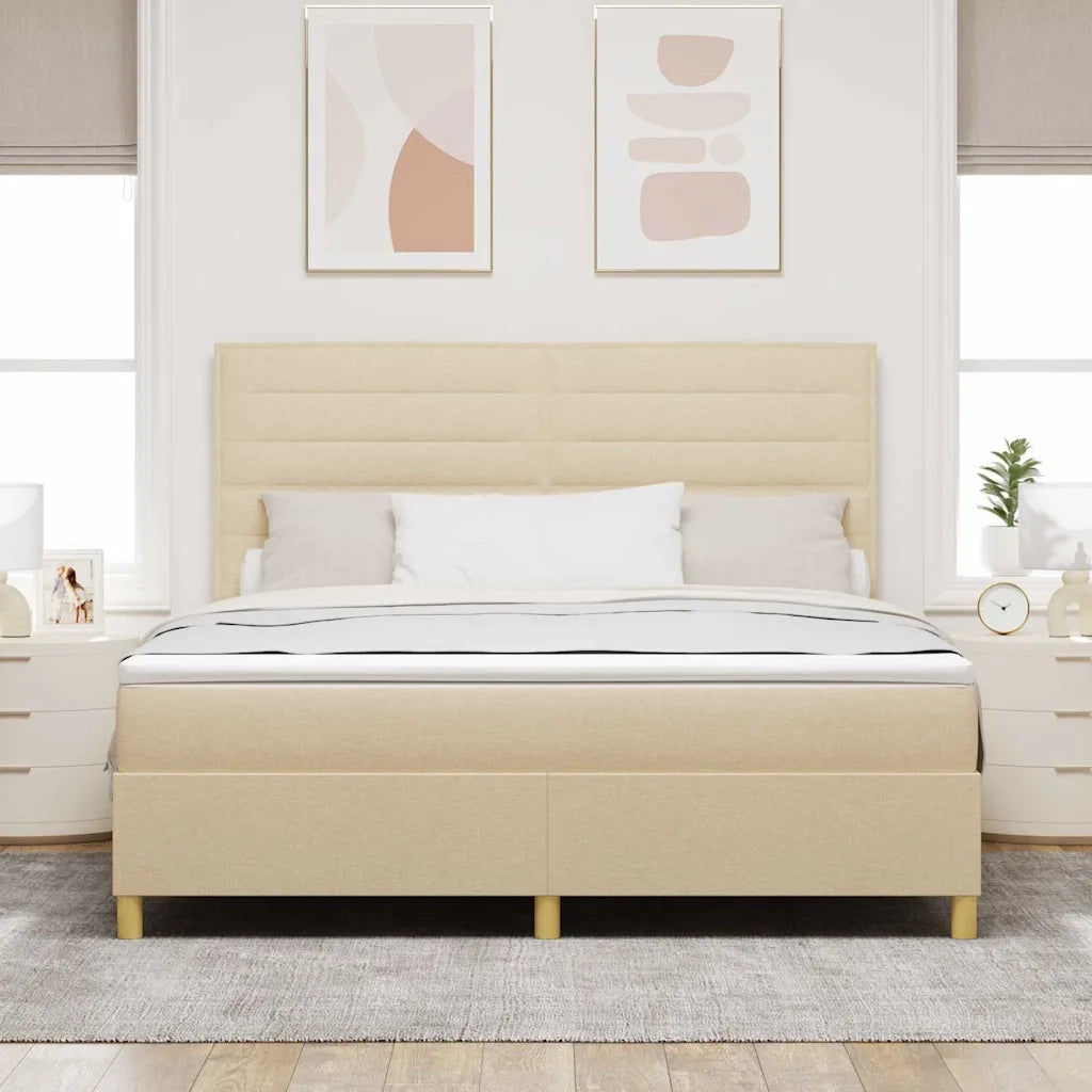 Letto a molle con materasso Crema 180 x 200 cm Tessuto 3339565