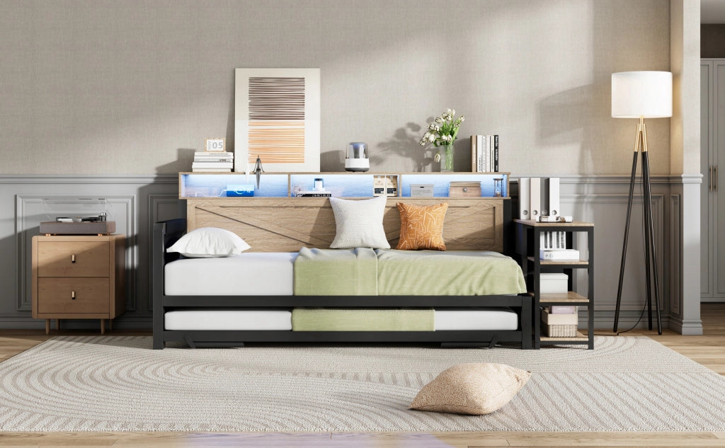 Letto in metallo estraibile - Xylo - 90x200 - Nero