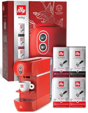 Easy Christmas Box Illy - Macchina da Caffe a Cialde 44mm Easy Nera + 72 Cialde