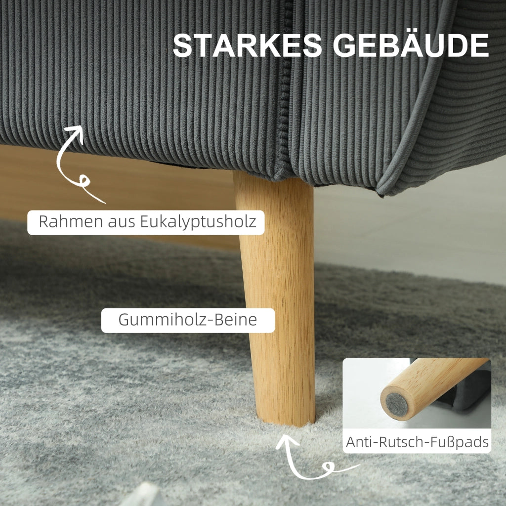 DIVANO 2 POSTI in velluto a coste 145x75x78 cm grigio scuro