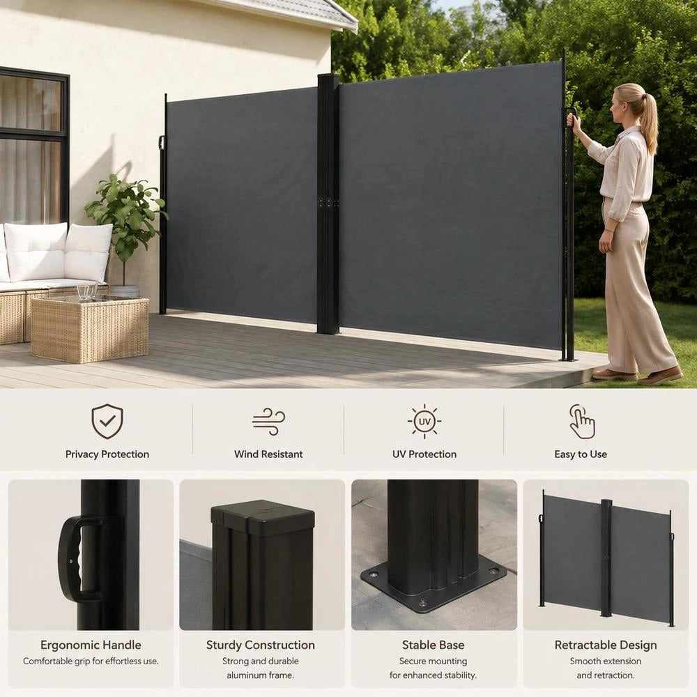 Extendable Side Awning, Anthracite, 200x600 Cm