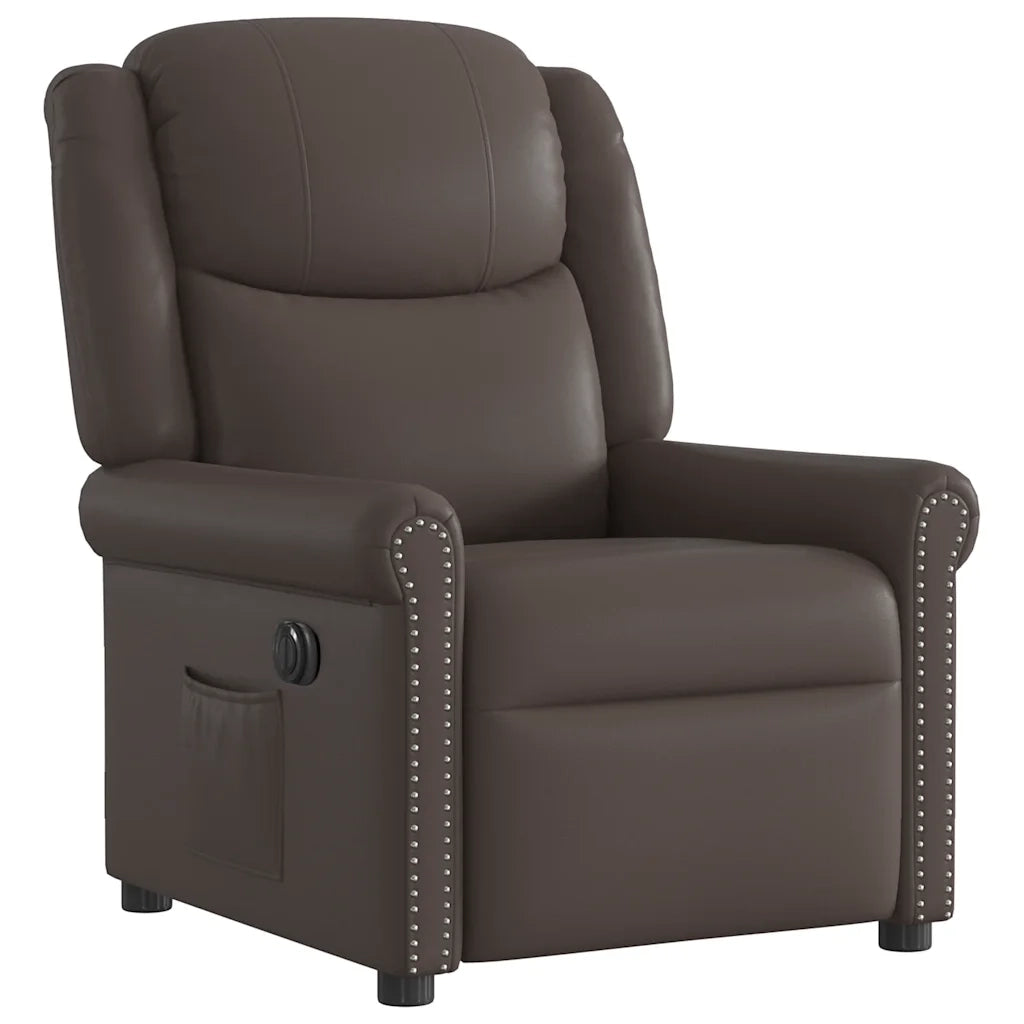 Poltrona Reclinabile Elettrica Marrone lucido Similpelle 3303415