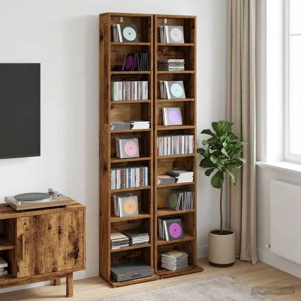 Mobile per CD 2 pz Legno antico 33 x 23,5 x 175 cm 8012655