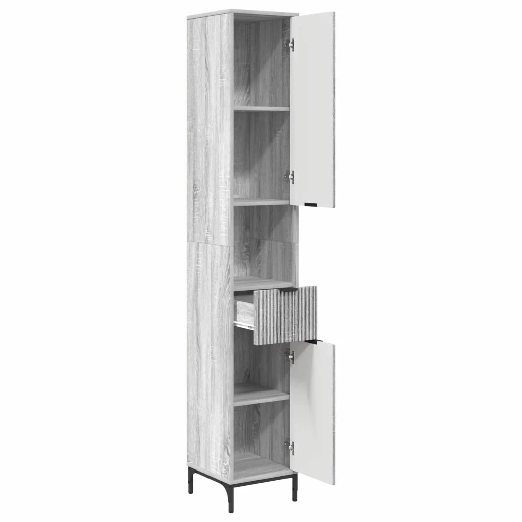 Mobile da Bagno con cassetto Grigio Sonoma 31,5 x 33 x 190 cm 883410