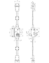 Serratura applicata con cilindro, triplice 3 punti, sinistra, bronzo, 4 chiavi - serrurerie de picardie - THIRARD
