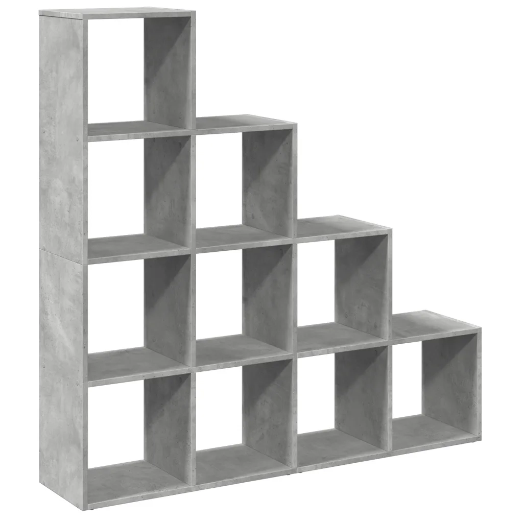 Libreria 4 Ripiani-Scaffale per Libri-Mobile di Stoccaggio Grigio Cemento 131,5x29x131,5 cm Truciolato