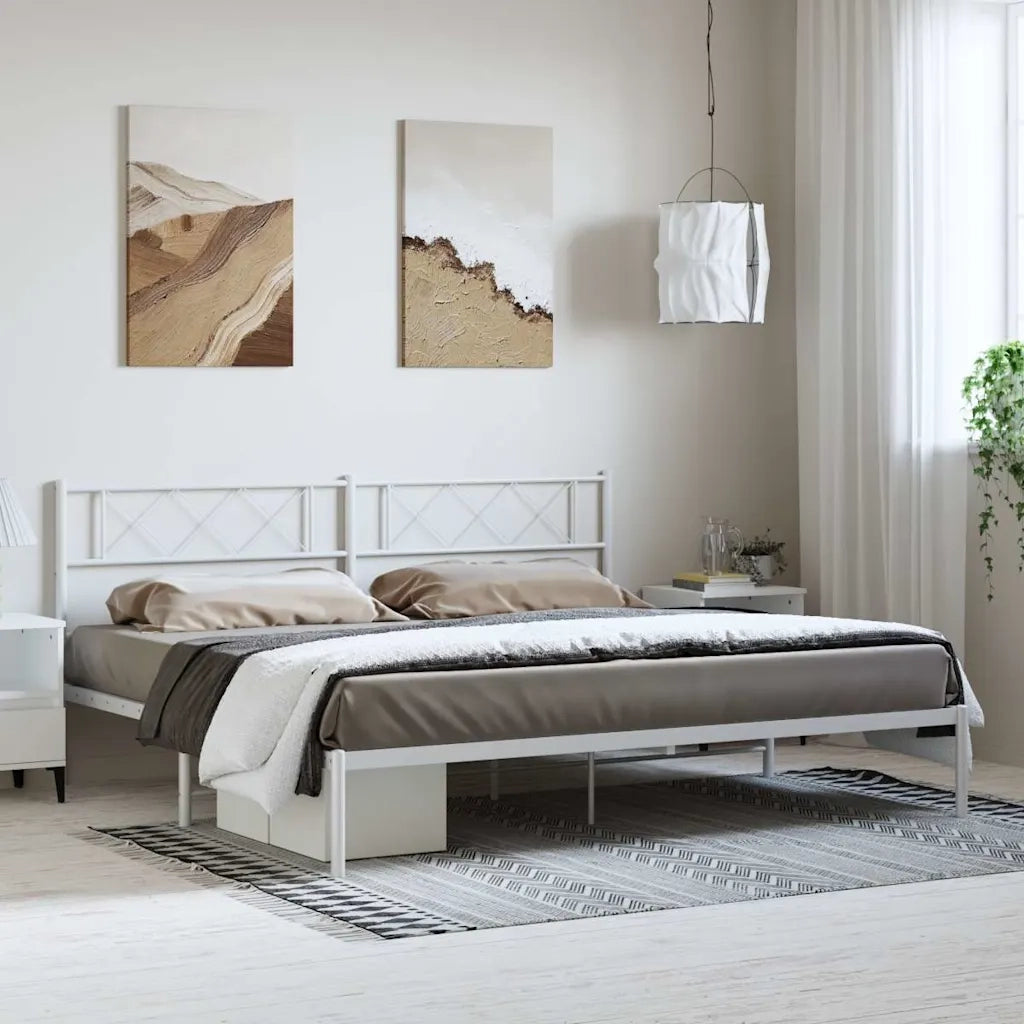 Giroletto con Testiera-Struttura Letto con testiera Metallo Bianco 193x203 cm 661786