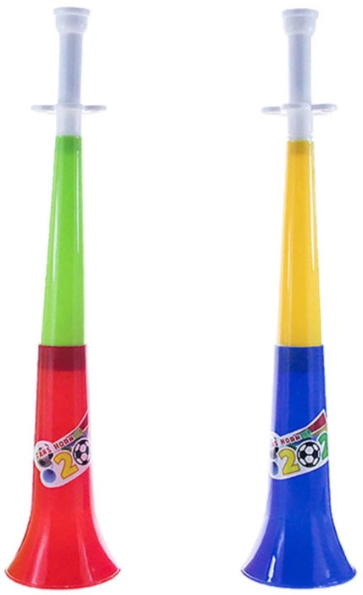Vuvuzela da Sport 2 Pezzi - Altissimo Suono - Plastica - Eventi Sportivi - Corni da Fanfara - Materiali di Alta Qualità - Rosso/Giallo