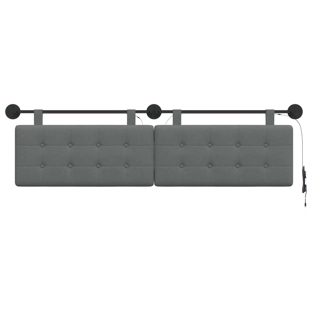 Testiera sospesa Con luce LED Grigio Scuro Tessuto