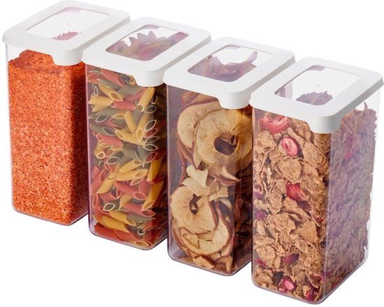 Set di contenitori per la conservazione 1,6L a 4 pezzi - 20% plastica biobasata - contenitori per la conservazione con coperchio BPA-free - lavastoviglie - dimensioni 12,5 x 9 x 20 cm