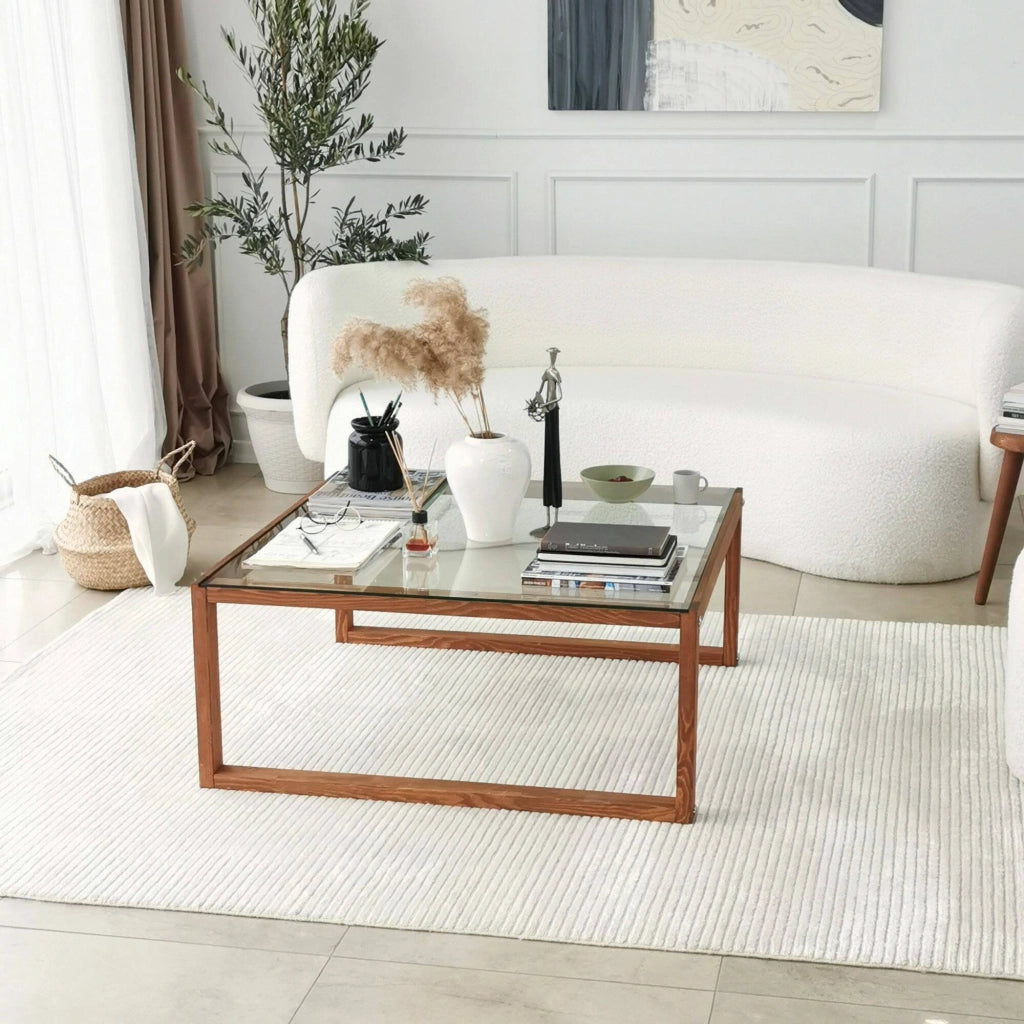 Aldino, Tavolino da Salotto Portariviste, 90x90x40h cm Marrone Noce