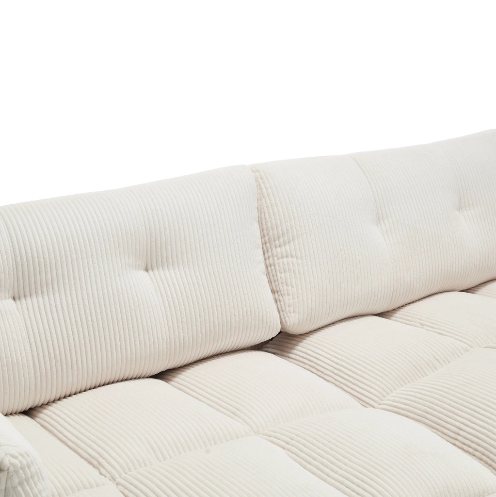 Divano 2 posti modulare 224 cm in velluto a coste beige con USB HOMVRA