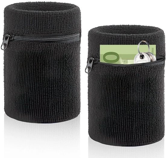 Bende per Sport - 2 Pezzi - Bende per Sudore - Bende per Sport - Bende in Cotone - Sacchetto Integrato con Cerniera - 8 x 9 cm