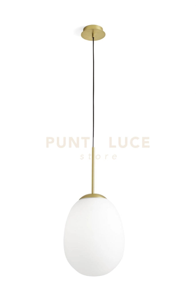 DROP SOSPENSIONE 1 LUCE VETRO OPALINO FINITURA ORO  ATTACCO E27  VETRO 25CM
