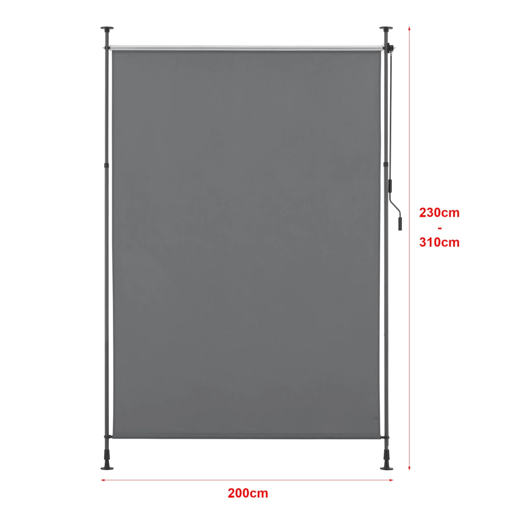 Schermo Verticale Cimarra da Balcone con Pali Telescopici Tenda Parasole Larga 200 cm Grigio Scuro pro.tec